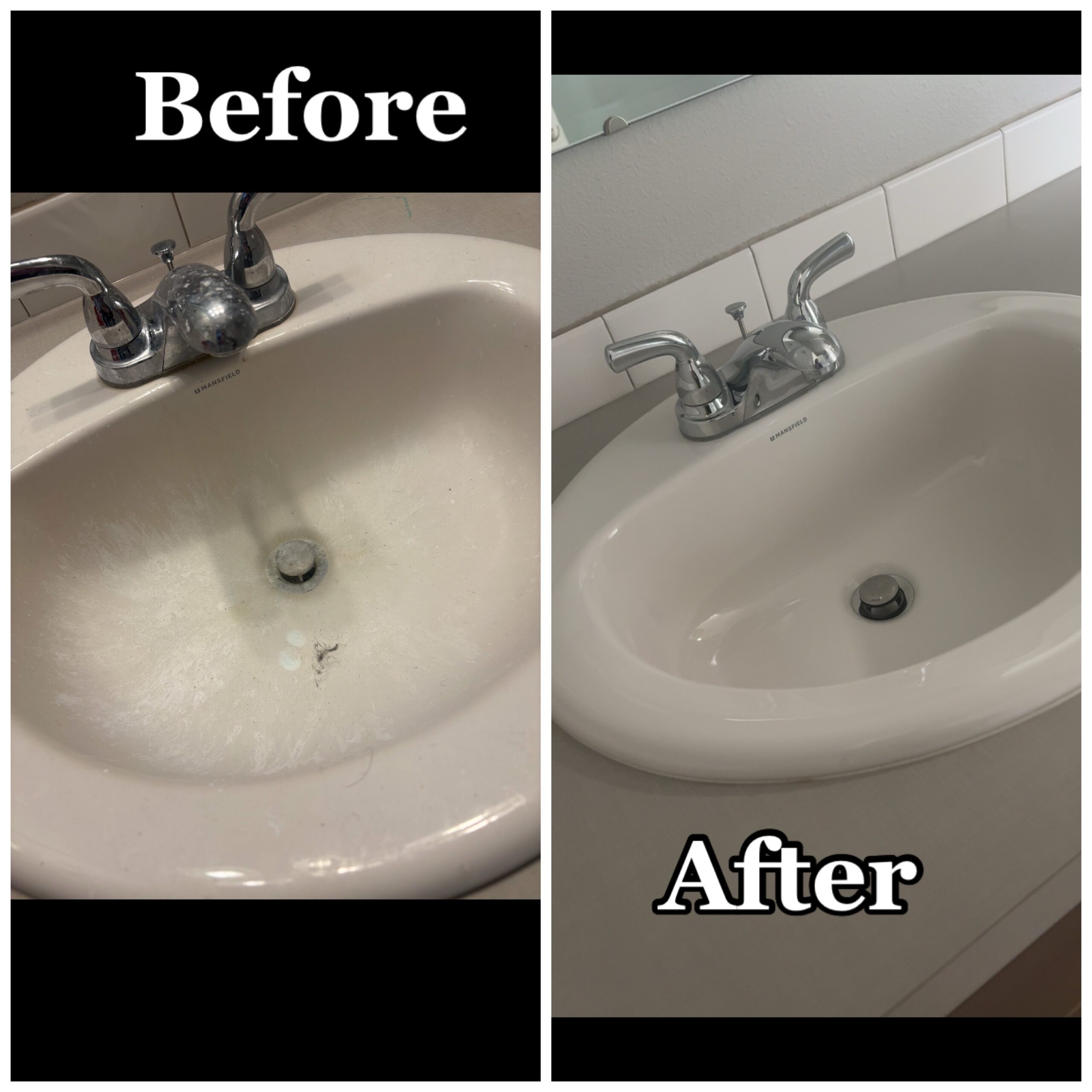 Before and after sink cleaning